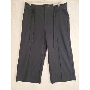 Black Label by Chico's 3 Wide Leg Cropped Pants Black Womens Size 16 NWT Tie